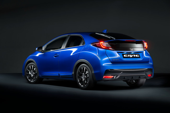 Обои картинки фото автомобили, honda, civic, 2014г, синий, sport