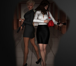 Картинка 3д+графика фантазия+ fantasy девушки взгляд фон оружие