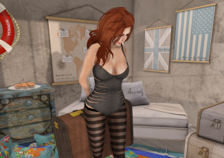 Картинка 3д+графика люди+ people фон взгляд девушка рыжая