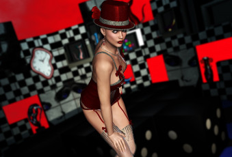 Картинка 3д+графика люди+ people шляпа фон взгляд девушка