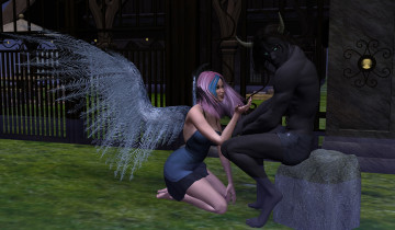 Картинка 3д+графика ангел+ angel девушка взгляд фон ангел демон