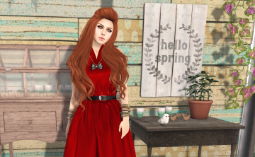 Картинка 3д+графика люди+ people взгляд девушка рыжая фон