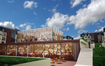 Картинка 3д+графика архитектура+ architecture облака лестница дом