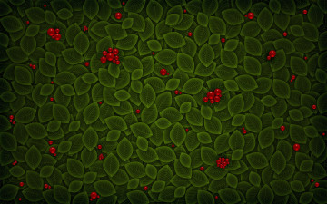 обоя рисованное, vladstudio, красные, листья, ягоды