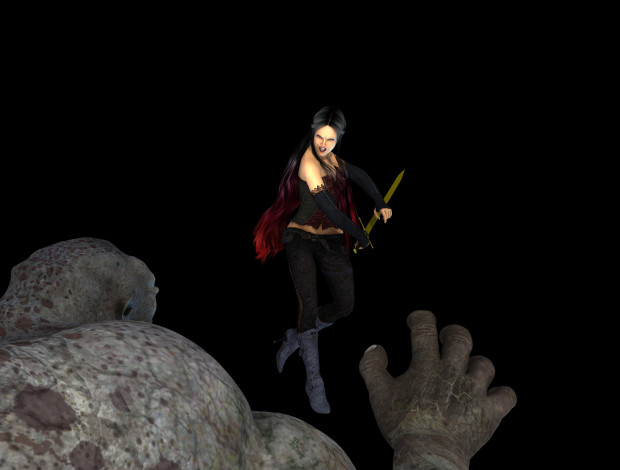 Обои картинки фото 3д графика, люди , people, девушка, существо, фон, взгляд