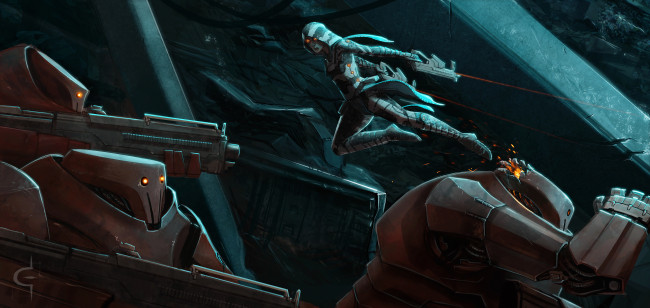 Обои картинки фото фэнтези, роботы,  киборги,  механизмы, оружие, киборги, будущее