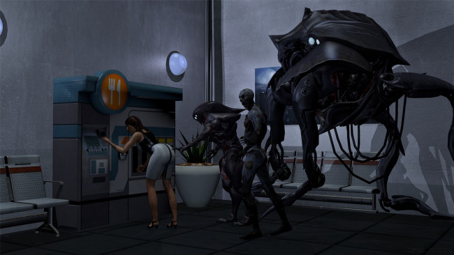 Обои картинки фото 3д графика, фантазия , fantasy, девушка, взгляд, фон, существа