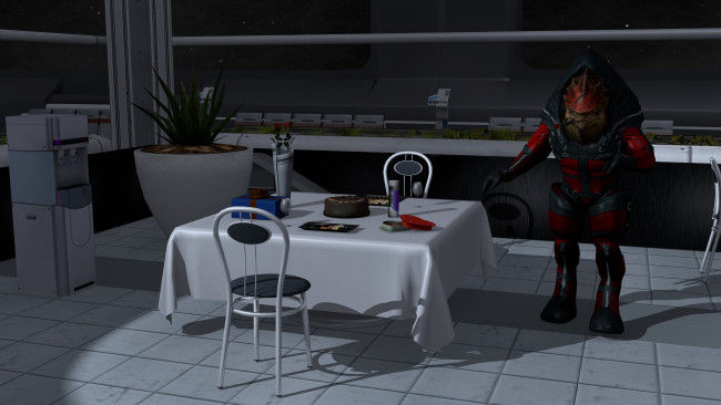 Обои картинки фото 3д графика, фантазия , fantasy, существо, стол