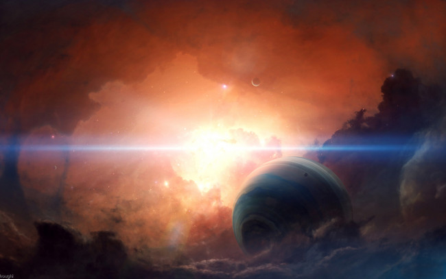 Обои картинки фото космос, арт, energy, planet, light, power