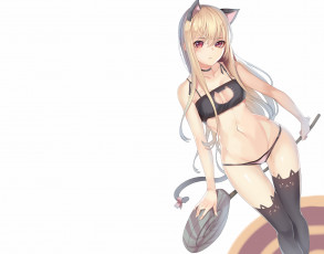 Картинка аниме животные +существа девушка