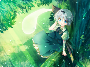 Картинка аниме touhou взгляд девушка фон