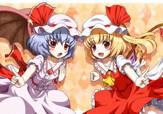 Картинка аниме touhou девушки взгляд фон