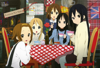 Картинка аниме k-on девушки фон взгляд