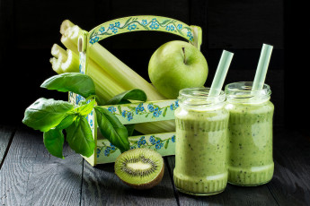 Картинка еда напитки +коктейль яблоко смузи базилик сельдерей киви