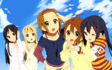 Картинка аниме k-on девушки фон взгляд