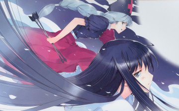 Картинка аниме touhou девушки взгляд фон