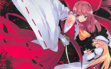 Картинка аниме touhou взгляд девушка фон