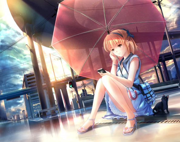 Обои картинки фото аниме, unknown,  другое, девушка, взгляд, фон