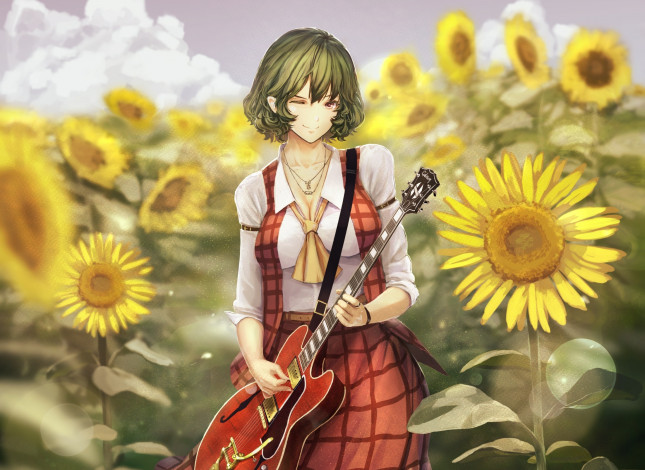 Обои картинки фото аниме, touhou, kazami, yuuka