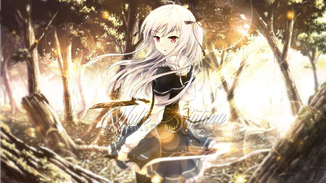 Обои картинки фото аниме, absolute duo, девушка, взгляд, фон