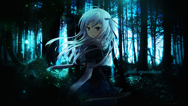 Обои картинки фото аниме, absolute duo, девушка, взгляд, фон