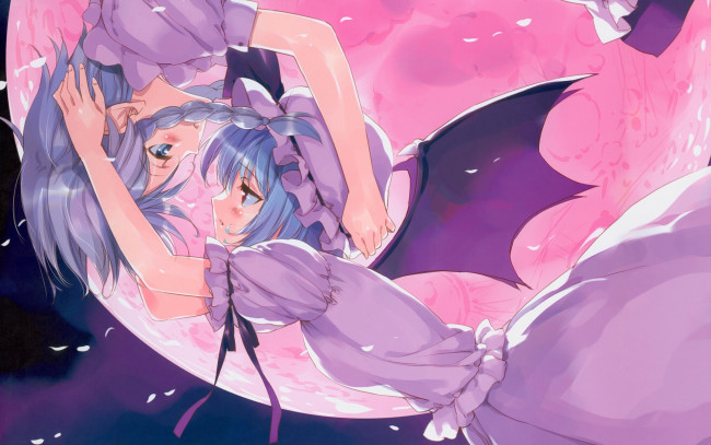 Обои картинки фото аниме, touhou, фон, взгляд, девушка