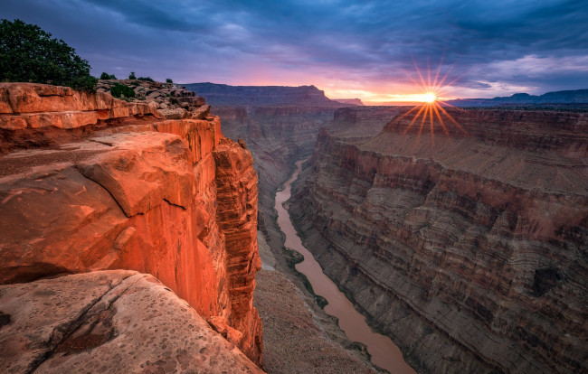 Обои картинки фото природа, восходы, закаты, река, горы