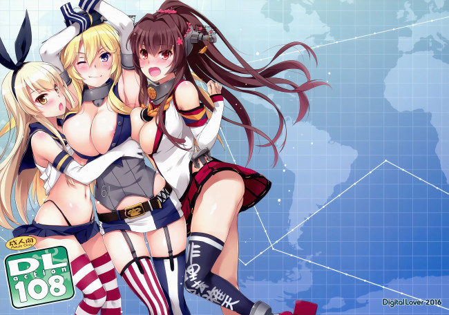 Обои картинки фото аниме, kantai collection, iowa, yamato, shimakaze