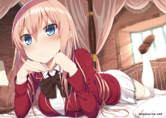 Картинка аниме youkoso+jitsuryoku+shijou+shugi+no+kyoushitsu+e взгляд девушка фон