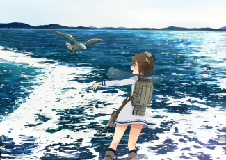 Картинка аниме kantai+collection фон взгляд девушка