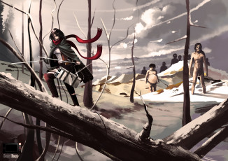 Картинка аниме shingeki+no+kyojin атака титанов