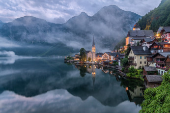 Картинка hallstatt +upper+austria города гальштат+ австрия озеро горы
