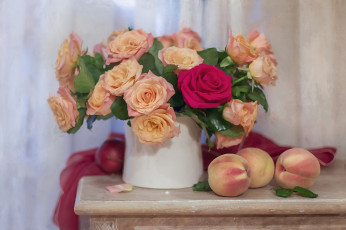 Картинка рисованное еда фрукты персики композиция букет