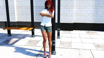 Картинка 3д+графика люди+ people девушка фон взгляд