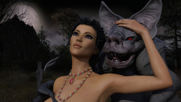 Картинка 3д+графика существа+ creatures фон взгляд вампир грудь девушка