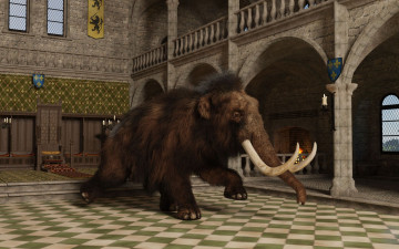 Картинка 3д+графика животные+ animals мамонт