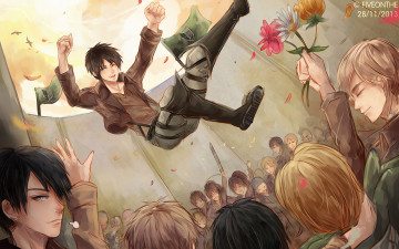 Картинка аниме shingeki+no+kyojin атака титанов