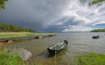 Картинка корабли лодки +шлюпки камень лодка причал река деревья