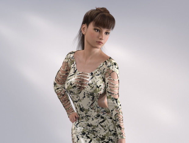 Обои картинки фото 3д графика, люди , people, девушка, взгляд, фон