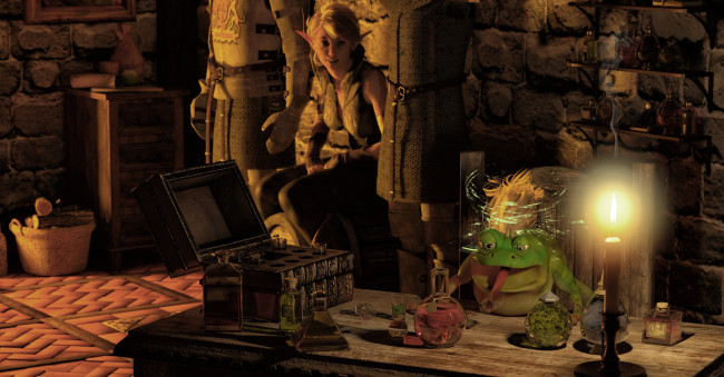 Обои картинки фото 3д графика, фантазия , fantasy, колдунья, фон, взгляд, эльфийка