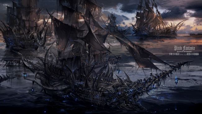 Обои картинки фото аниме, pixiv fantasia, корабли