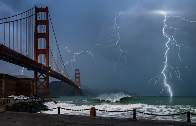 Обои картинки фото природа, молния,  гроза, простор