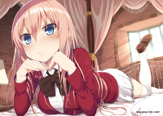 Обои картинки фото аниме, youkoso jitsuryoku shijou shugi no kyoushitsu e, взгляд, девушка, фон