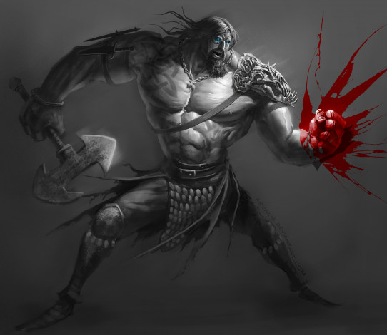 Обои картинки фото рисованное, комиксы, топор, фон, мужчина