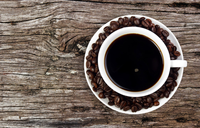 Обои картинки фото еда, кофе,  кофейные зёрна, зерна, чашка