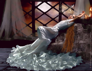 Картинка календари фэнтези девушка окно свеча помещение calendar 2019