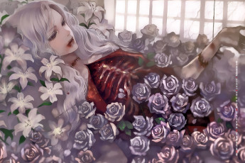 Картинка календари фэнтези 2019 calendar смерть цветы девушка кровь скелет