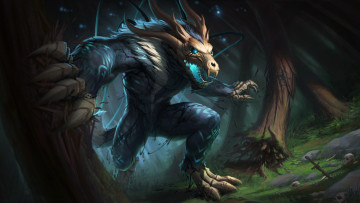 Картинка видео+игры smite оскал фон существо