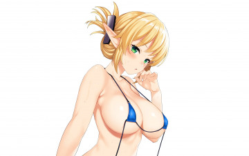 Картинка аниме животные +существа девушка взгляд фон