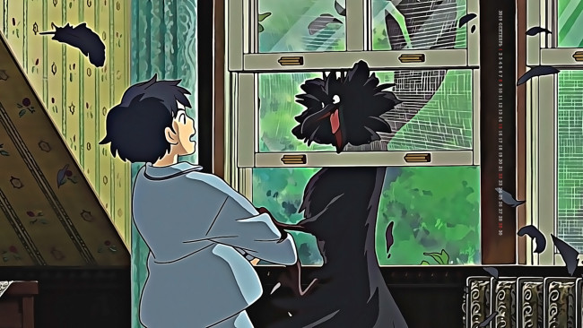 Обои картинки фото календари, аниме, птица, мальчик, окно, 2019, calendar, комната